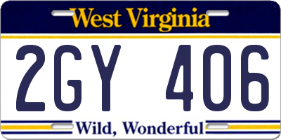 WV license plate 2GY406