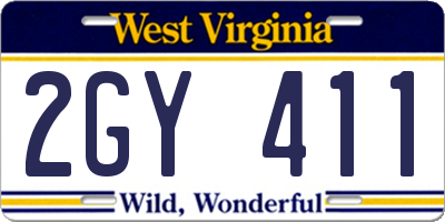 WV license plate 2GY411