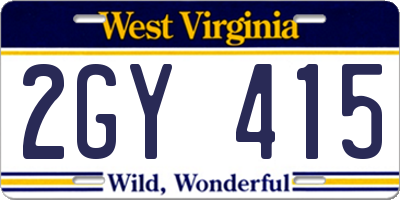 WV license plate 2GY415
