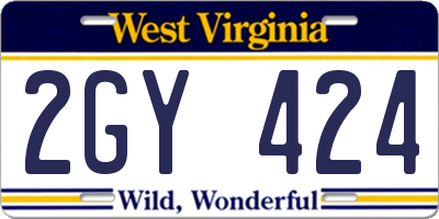 WV license plate 2GY424