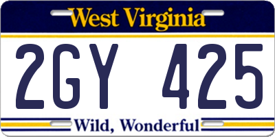 WV license plate 2GY425