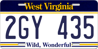 WV license plate 2GY435
