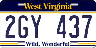 WV license plate 2GY437