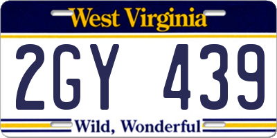 WV license plate 2GY439