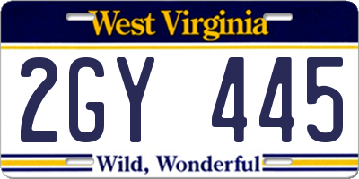 WV license plate 2GY445