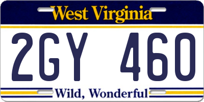 WV license plate 2GY460