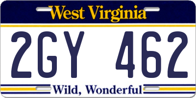 WV license plate 2GY462