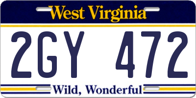 WV license plate 2GY472