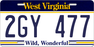 WV license plate 2GY477