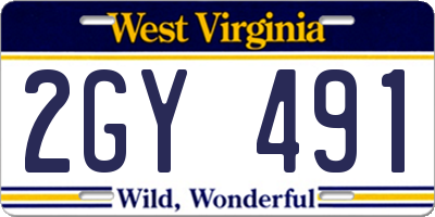 WV license plate 2GY491