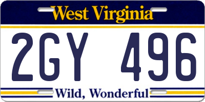 WV license plate 2GY496