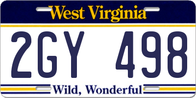 WV license plate 2GY498
