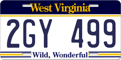 WV license plate 2GY499