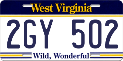 WV license plate 2GY502