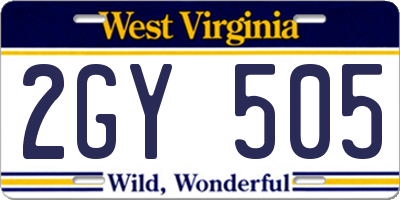 WV license plate 2GY505