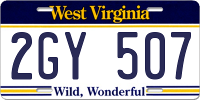 WV license plate 2GY507