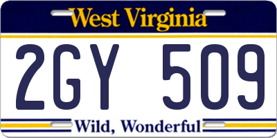WV license plate 2GY509