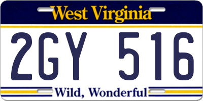 WV license plate 2GY516
