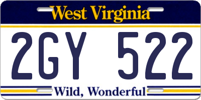 WV license plate 2GY522