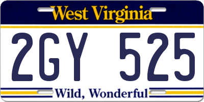 WV license plate 2GY525