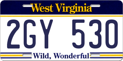 WV license plate 2GY530