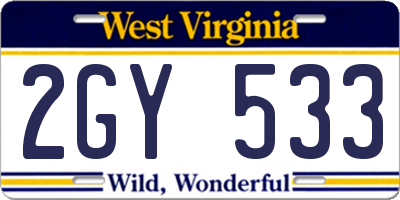WV license plate 2GY533