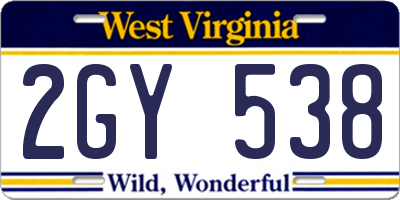 WV license plate 2GY538