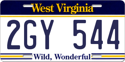 WV license plate 2GY544