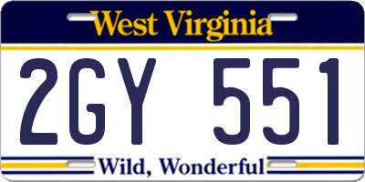 WV license plate 2GY551