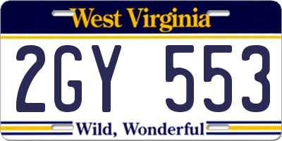 WV license plate 2GY553