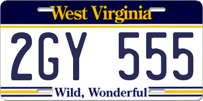 WV license plate 2GY555