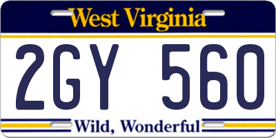 WV license plate 2GY560