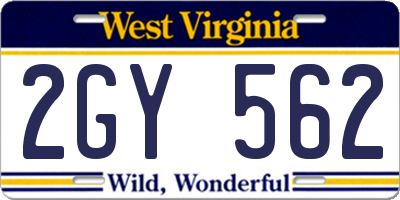 WV license plate 2GY562