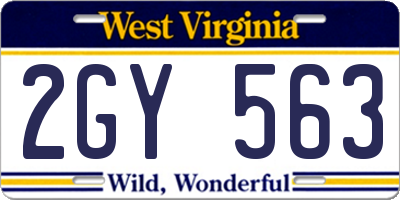 WV license plate 2GY563