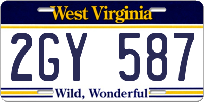 WV license plate 2GY587