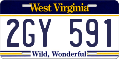 WV license plate 2GY591