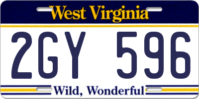 WV license plate 2GY596