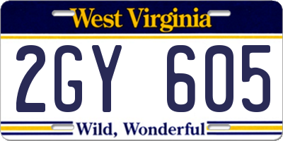 WV license plate 2GY605