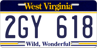 WV license plate 2GY618