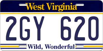 WV license plate 2GY620