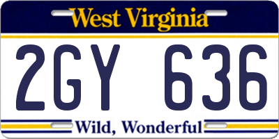 WV license plate 2GY636