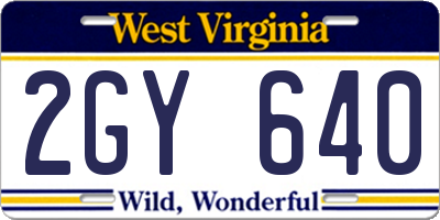 WV license plate 2GY640