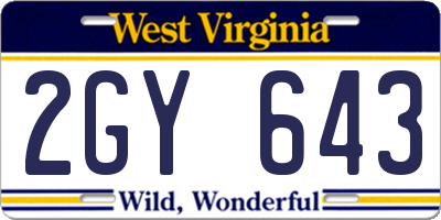 WV license plate 2GY643