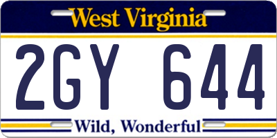 WV license plate 2GY644