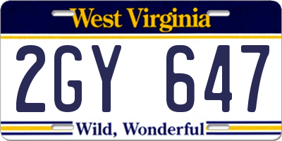 WV license plate 2GY647