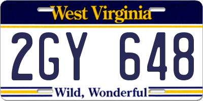 WV license plate 2GY648