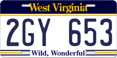 WV license plate 2GY653