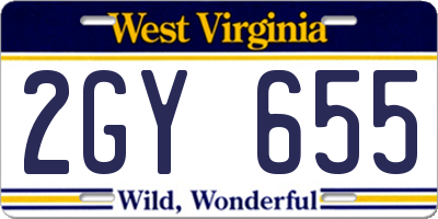 WV license plate 2GY655