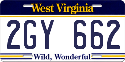 WV license plate 2GY662