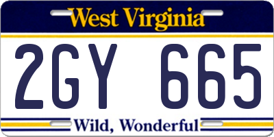WV license plate 2GY665
